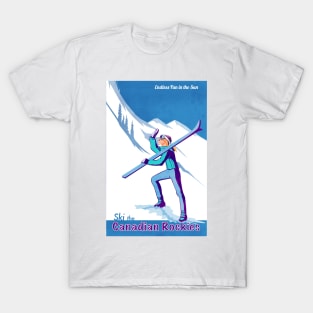 Retro Canadian Rockies Ski poster T-Shirt